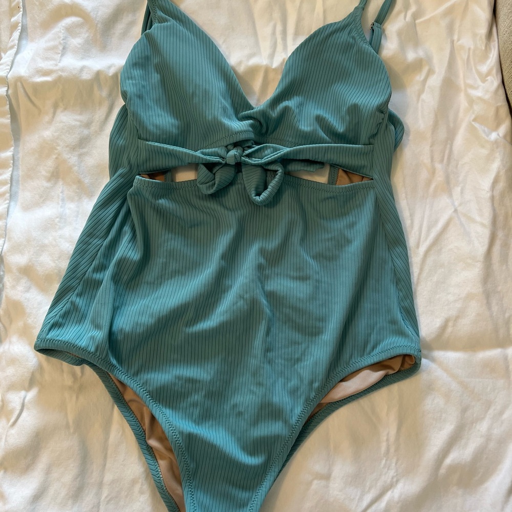 Shade & Shore Teal Ribbed Swimsuit